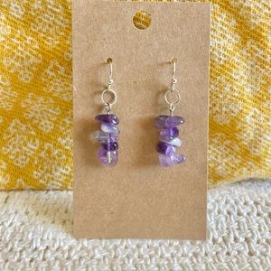Dangle Amethyst Crystal Earrings